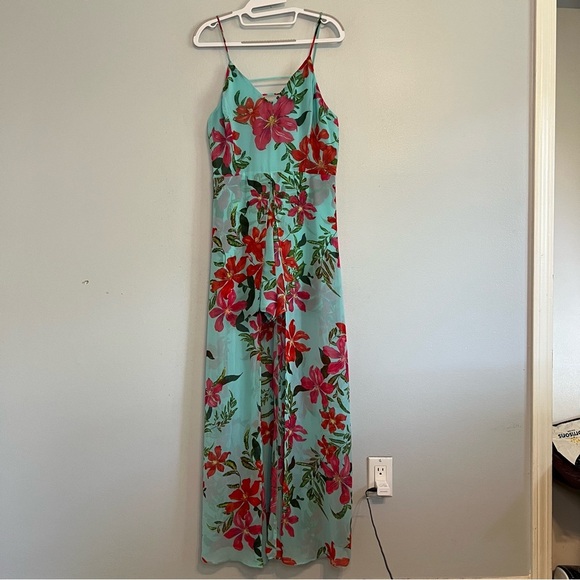 GUESS Women's Uri Floral-Print Walk-Through Romper Coastal Bloom Aqua Print Sz 6 - Picture 3 of 16